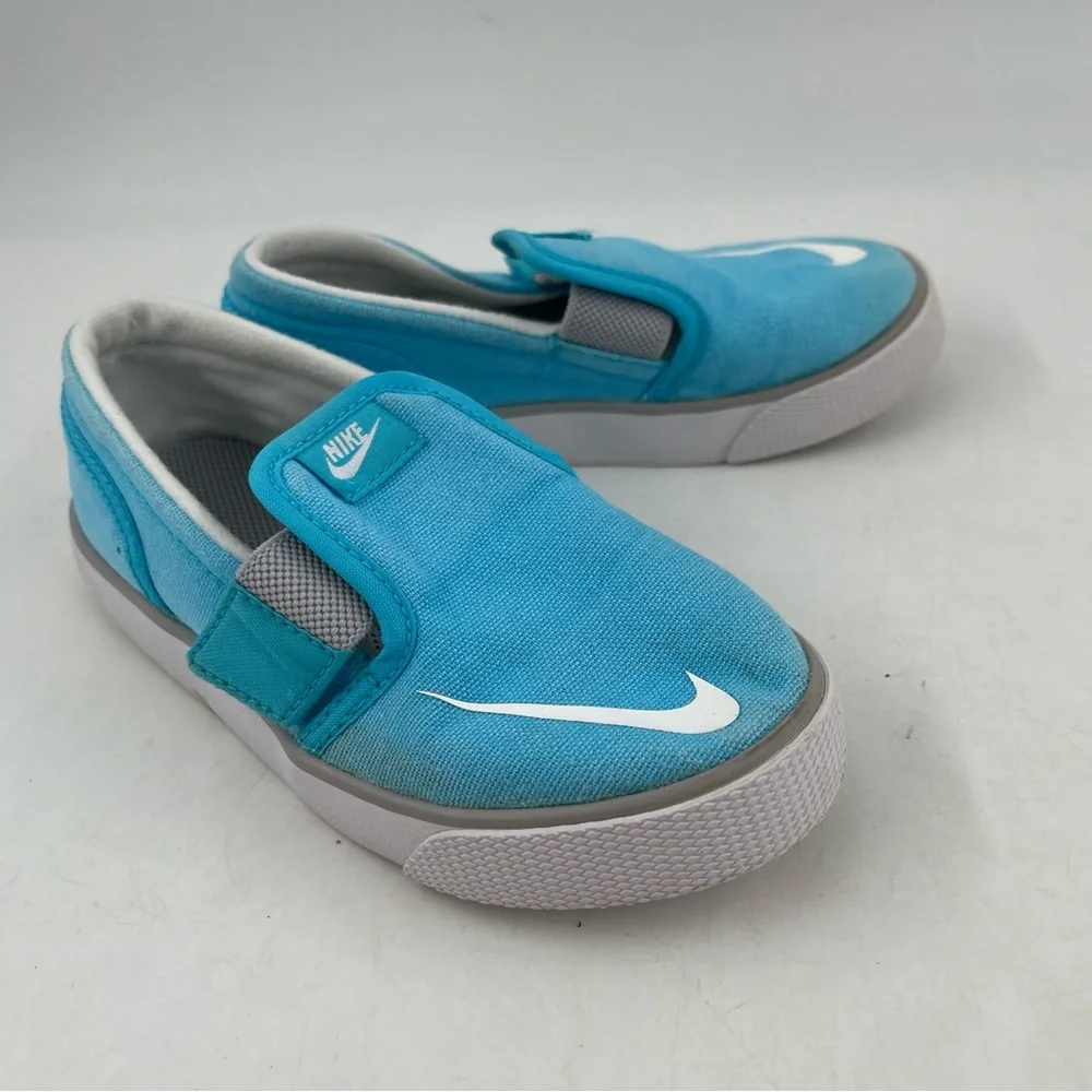 Nike Toddlers Kids Toki Slip-on Canvas Sail Blue White Sneakers Shoes - Size 10C